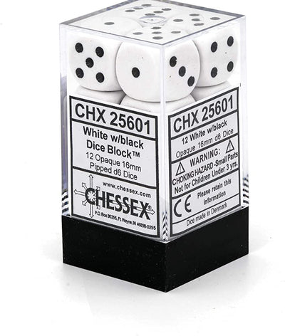 Opaque 16mm d6 Set - White/Black