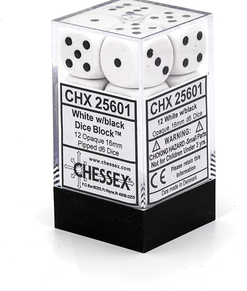 Opaque 16mm d6 Set - White/Black