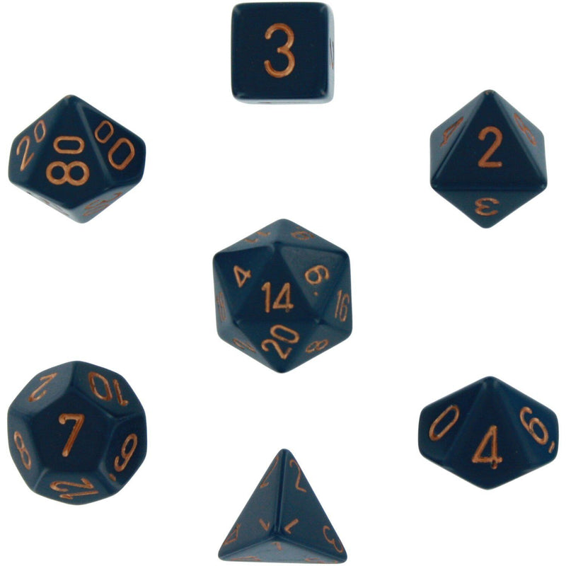 Opaque Dusty Blue/Copper Dice Set - 7