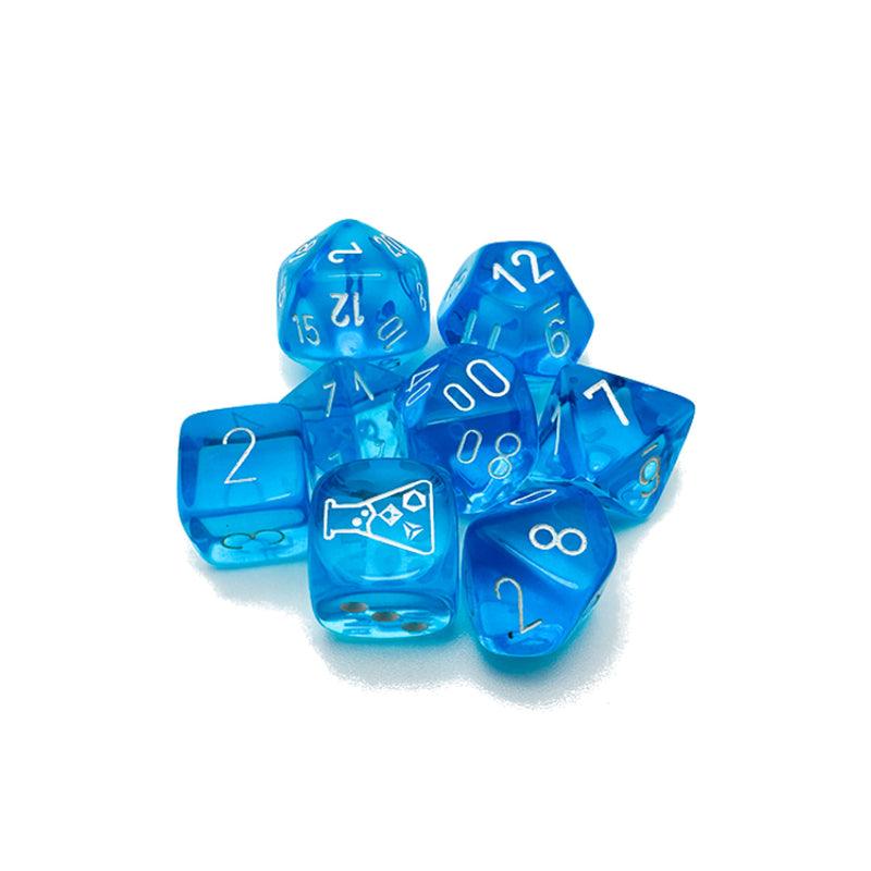 Lab Dice 7 Translucent Polyhedral Tropical Blue/white 7-Die Set (with bonus die)