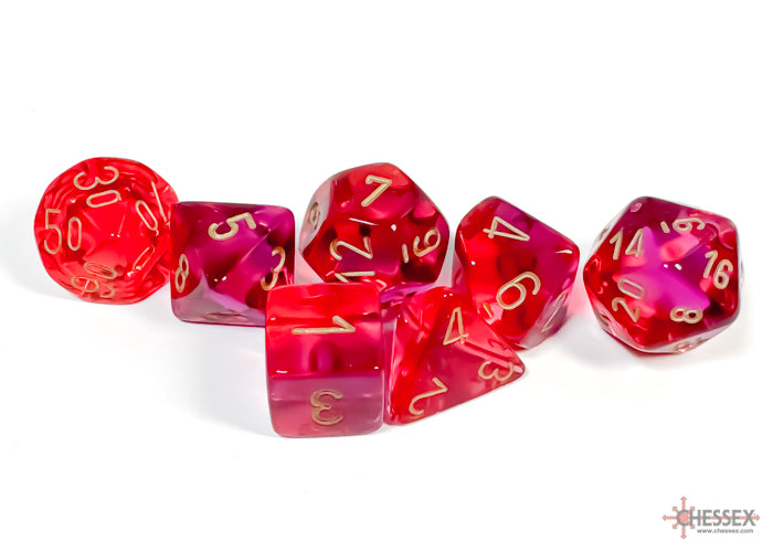 Gemini Polyhedral Translucent Red-Violet/gold 7-Die Set