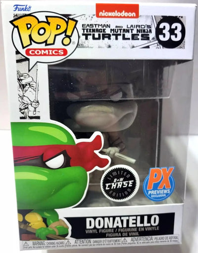 Pop Comics Teenage Mutant Ninja Turtles Donatello Previews Exclusive Vinyl Figure Black & White Chase Variant