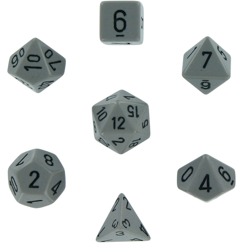 Opaque Polyhedral Dice Set Grey and Black (7)