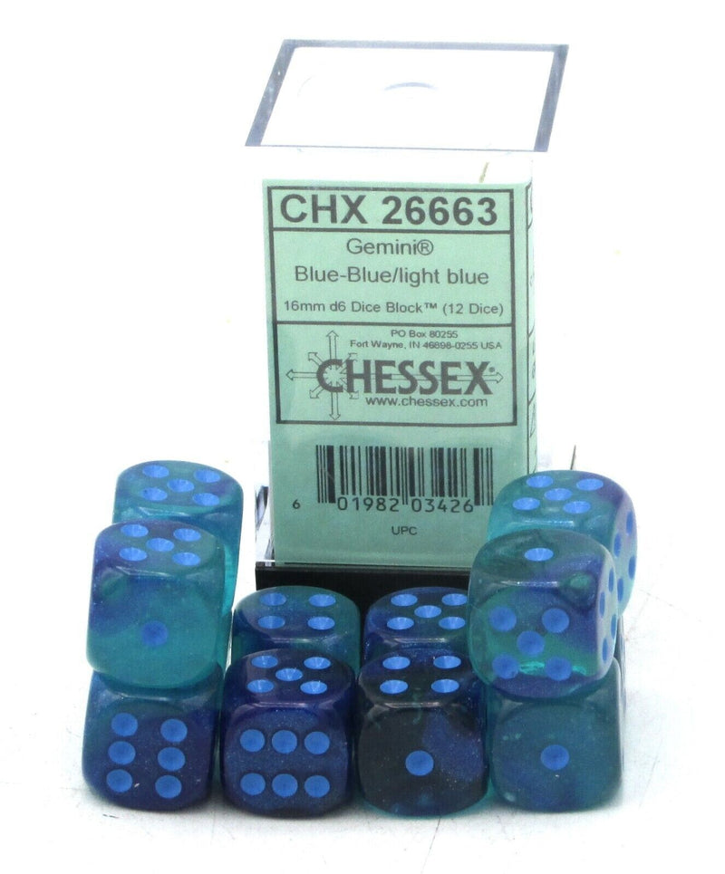Gemini Blue-Blue/Light blue 16MM D6 Set (12)
