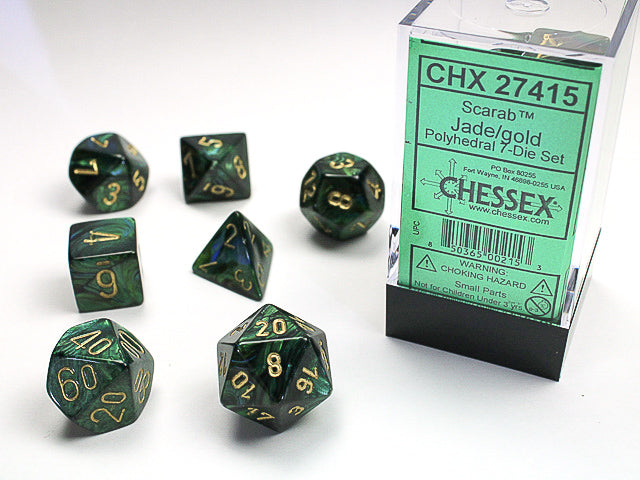 Scarab Polyhedral Jade/gold 7-Die Set