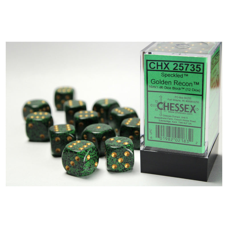 Speckled 16mm d6 Golden Recon Dice Block (12)