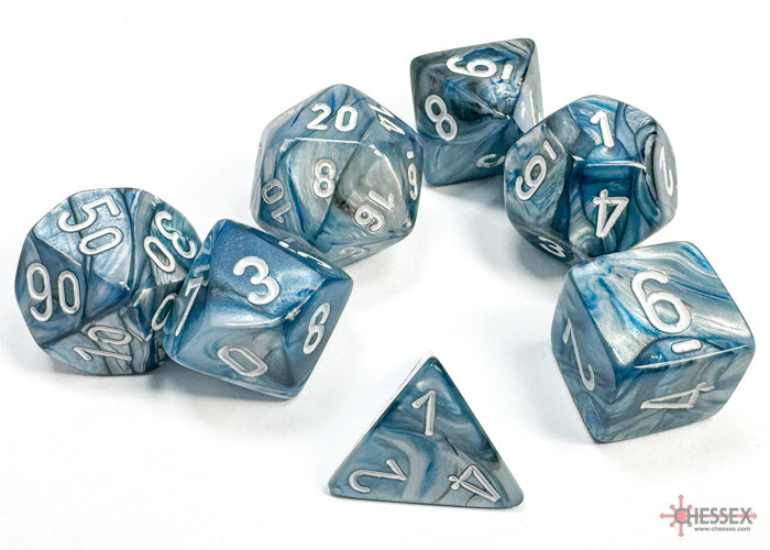 Lustrous Slate/white Polyhedral 7-Dice Set