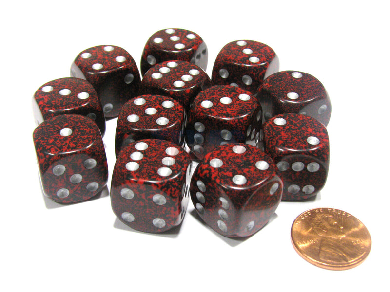 Speckled 16mm D6 Silver Volcano Dice Block (12 Dice)