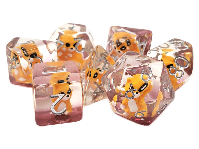 7 Piece RPG Dice Set Animal Kingdom - Cat - Yellow