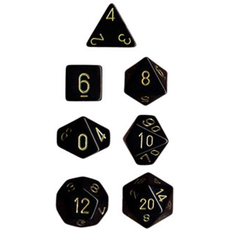 Opaque Dice Set Black/Gold (7)