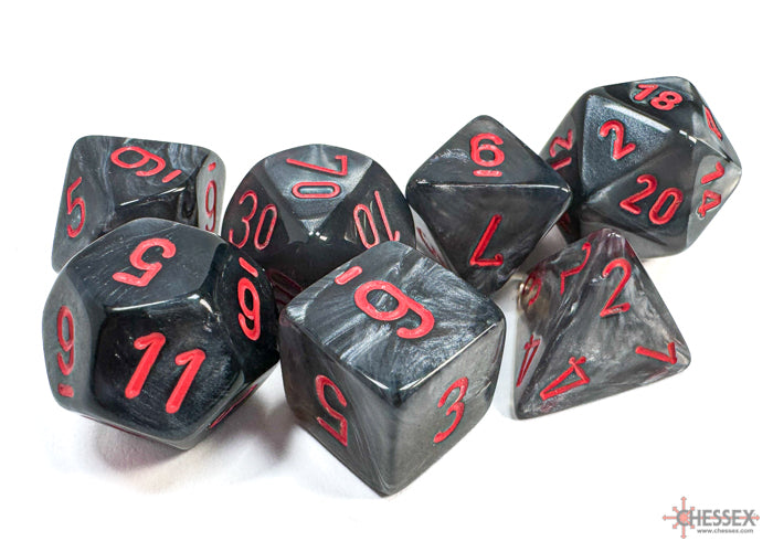 Velvet Black/red Polyhedral 7-Dice Set