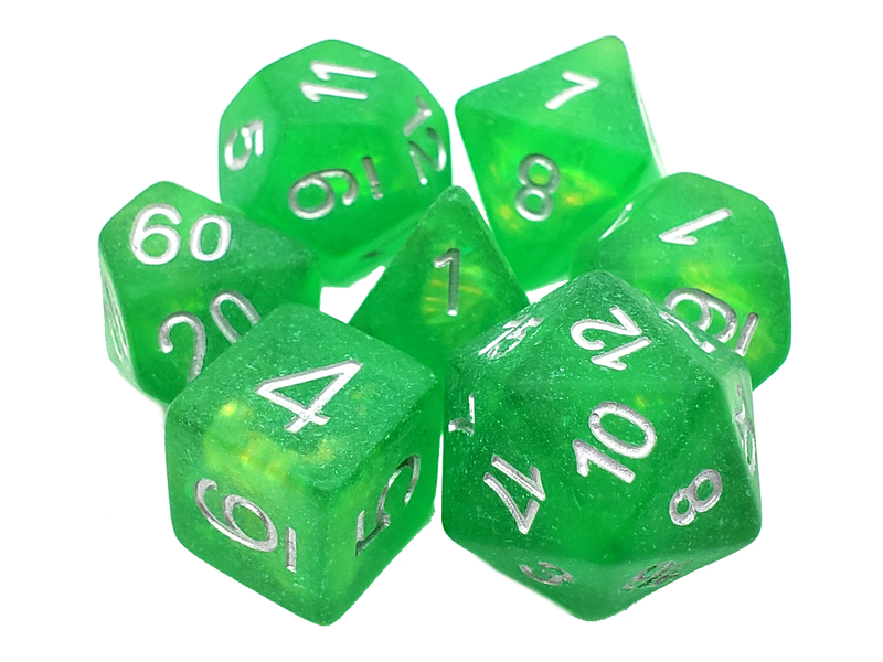 Infused - Frosted Firefly - Green Apple 7 Piece RPG Dice Set