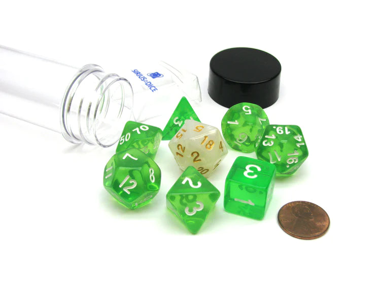 RPG Dice Set Translucent Green Resin