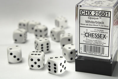 Opaque 16mm d6 Set - White/Black