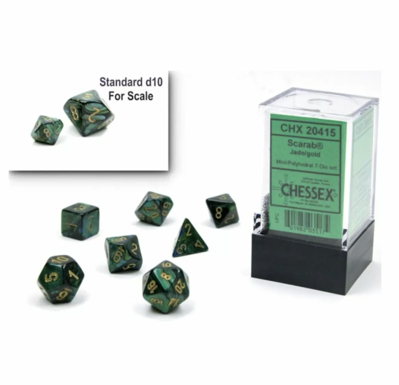 Jade with Gold Scarab Mini 7-Die Set