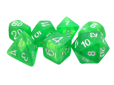 Infused - Frosted Firefly - Green Apple 7 Piece RPG Dice Set