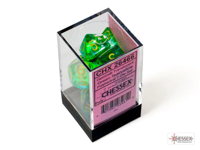 Gemini Translucent Green-Teal/yellow Polyhedral 7-Dice Set