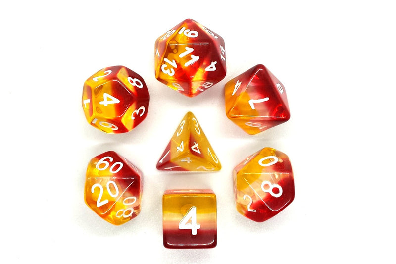 Gradients - Translucent Phoenix Rising 7 Piece RPG Dice Set