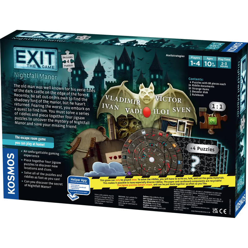 EXIT: Nightfall Manor (w/Puzzles)