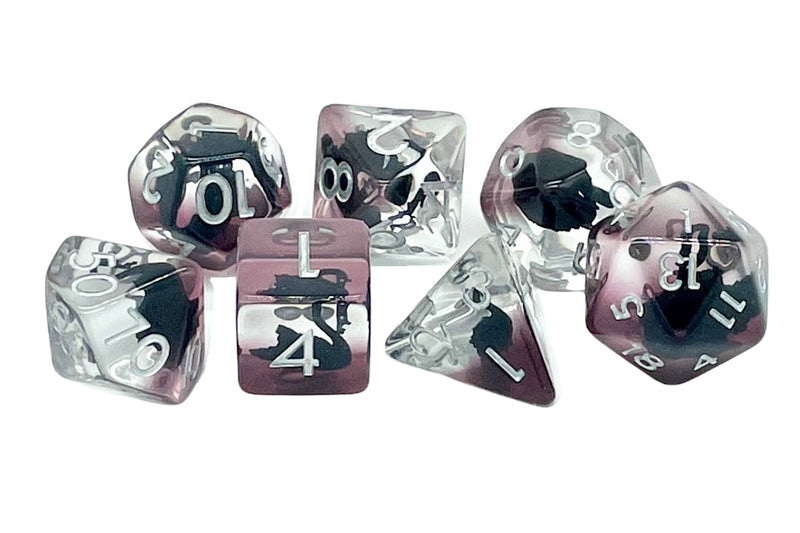 7 Piece RPG Dice Set Animal Kingdom - Swan - Black