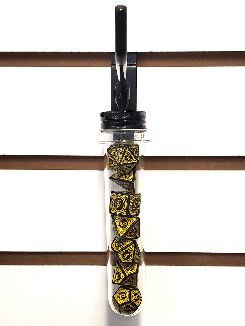 Old School 7 Piece D&D RPG Dice Set Rune Dice - Magical Runes - Yellow