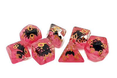 7 Piece RPG Dice Set Animal Kingdom - Spider - Black w/ Red