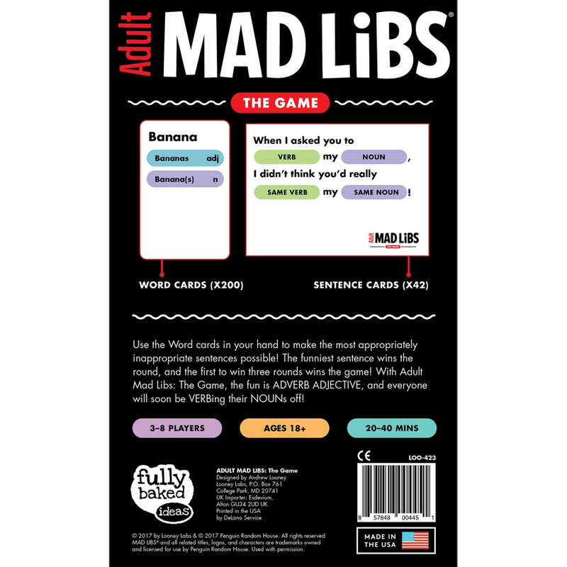 Adult Mad Libs the Game