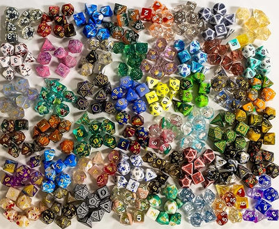 Premium Mystery Dice - 7 Polyhedral Dice, D&D Pin & Sticker