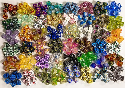 Premium Mystery Dice - 7 Polyhedral Dice, D&D Pin & Sticker