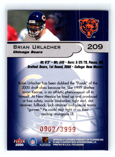 2000 Fleer Focus #209 Brian Urlacher #/3999