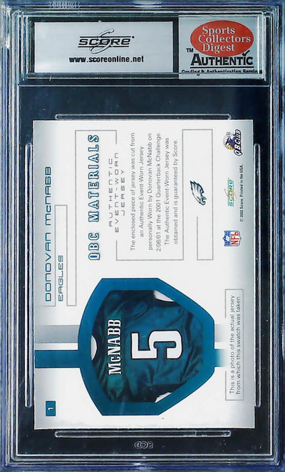 2002 Score #1 Donovan McNabb QBC Materials Untouched