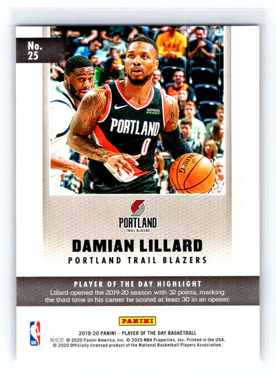 2019-20 Panini Player of the Day #25 Damian Lillard Rapture 27/99
