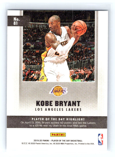 2019-20 Panini Player of the Day #81 Kobe Bryant Silver