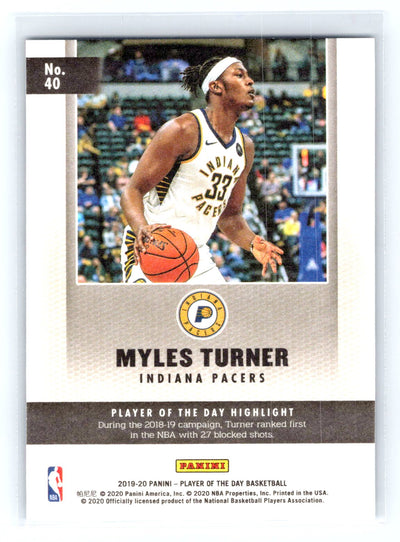 2019-20 Panini Player of the Day #40 Myles Turner Silver