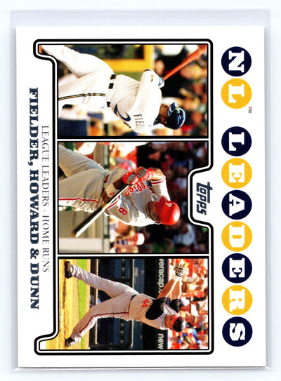 2008 Topps #298 NL Leaders: Home Runs (Prince Fielder / Ryan Howard / Adam Dunn)