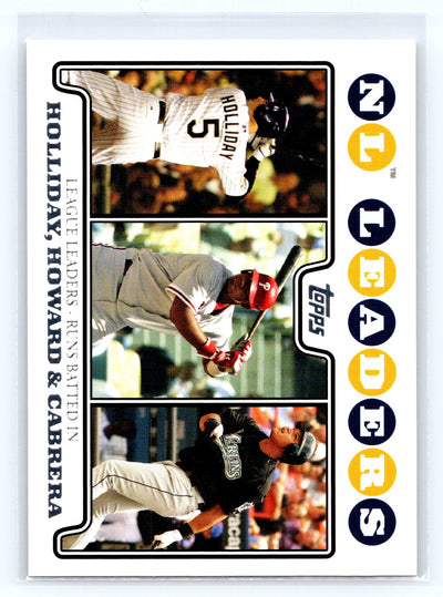 2008 Topps #58 NL Leaders: Runs Batted In (Matt Holliday / Ryan Howard / Miguel Cabrera)