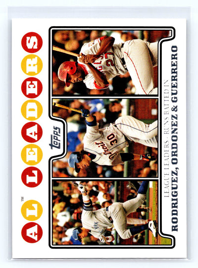 2008 Topps #24 AL Leaders: Runs Batted In (Alex Rodriguez / Magglio Ordonez / Vladimir Guerrero)