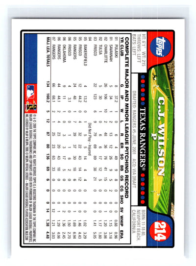 2008 Topps #214 C.J. Wilson
