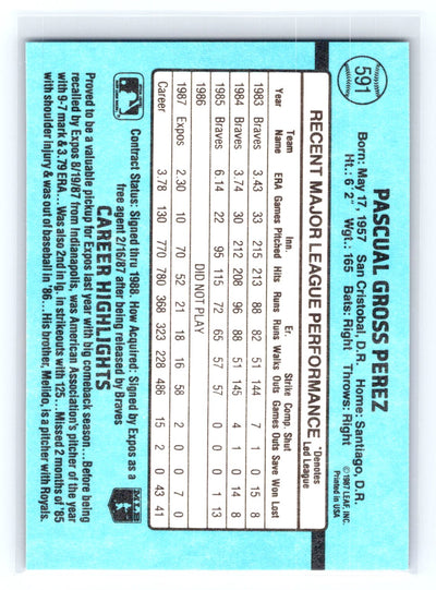 1988 Donruss #591c Pascual Perez