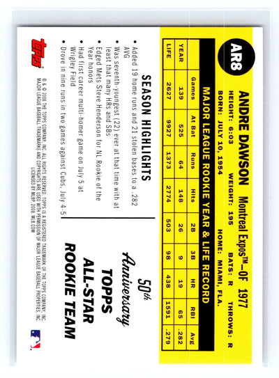 2008 Topps #AR8 Andre Dawson All-Rookie Team 50th Anniversary