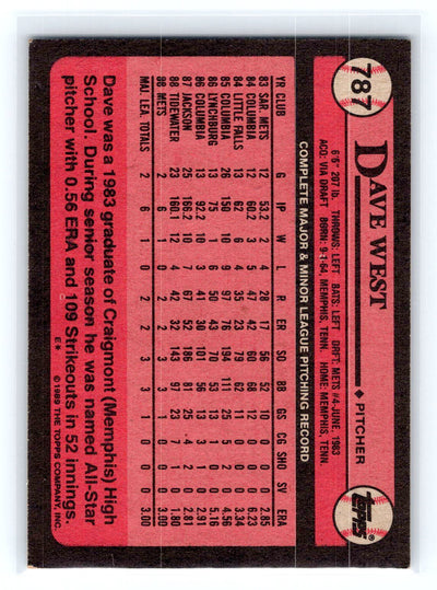 1989 Topps #787 Dave West