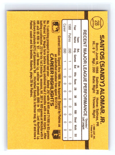 1989 Donruss #28 Sandy Alomar Jr.