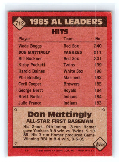 1986 Topps #712 Don Mattingly