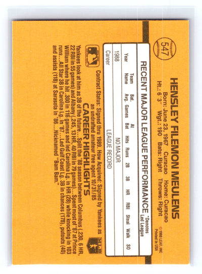 1989 Donruss #547d Hensley Meulens