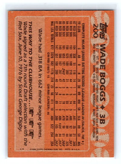 1988 Topps #200 Wade Boggs