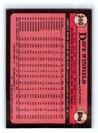 1989 Topps #260 Dave Winfield
