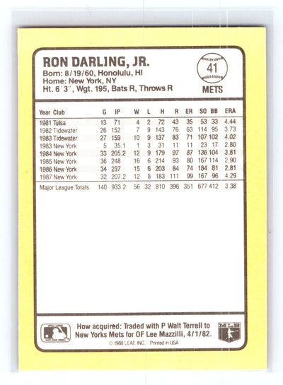 1988 Donruss Baseball's Best #41 Ron Darling