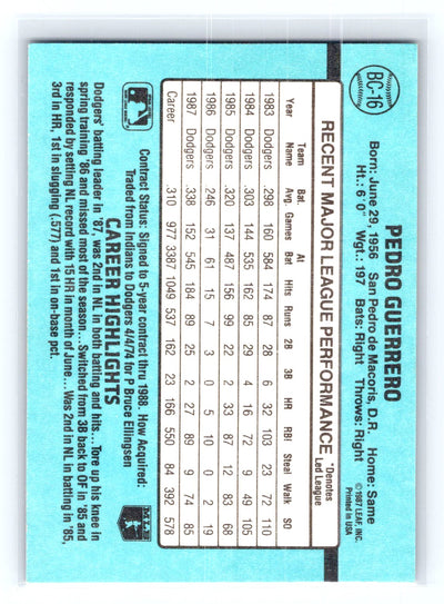 1988 Donruss #BC-16 Pedro Guerrero Bonus MVPs