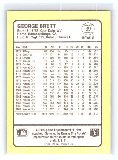 1988 Donruss Baseball's Best #39 George Brett