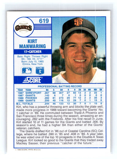 1989 Score #619 Kirt Manwaring